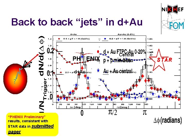 Back to back “jets” in d+Au Central Au+Au d+Au ? “PHENIX Preliminary” results, consistent