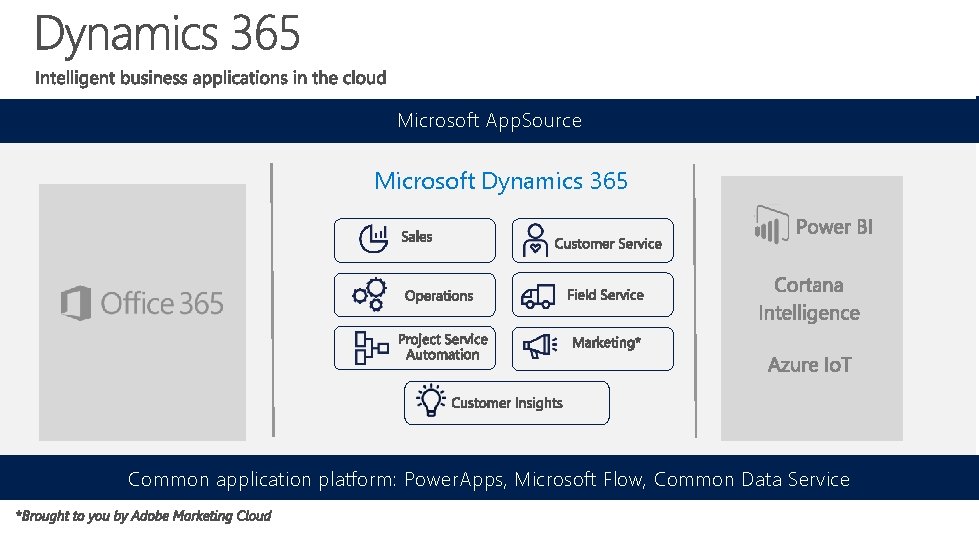 Microsoft App. Source Microsoft Dynamics 365 Common application platform: Power. Apps, Microsoft Flow, Common
