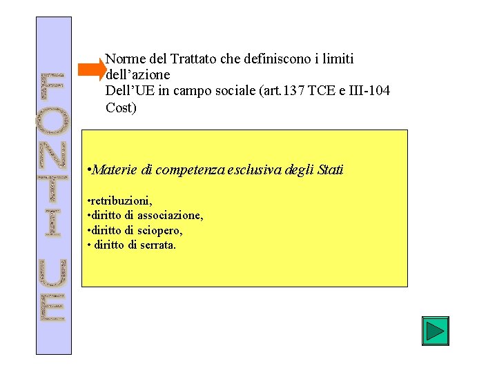 Norme del Trattato che definiscono i limiti dell’azione Dell’UE in campo sociale (art. 137