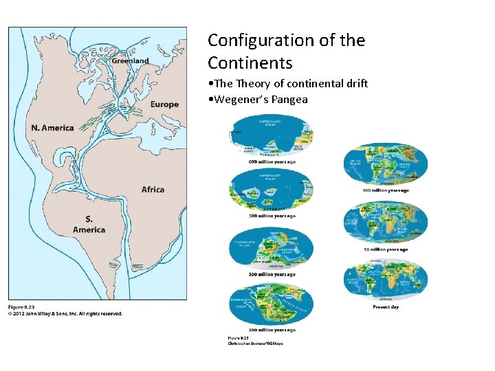Configuration of the Continents • Theory of continental drift • Wegener’s Pangea Configuration of the Continents • Theory of continental drift • Wegener’s Pangea