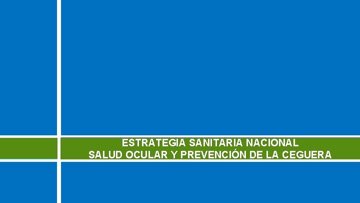 ESTRATEGIA SANITARIA NACIONAL SALUD OCULAR Y PREVENCIÓN DE LA CEGUERA 