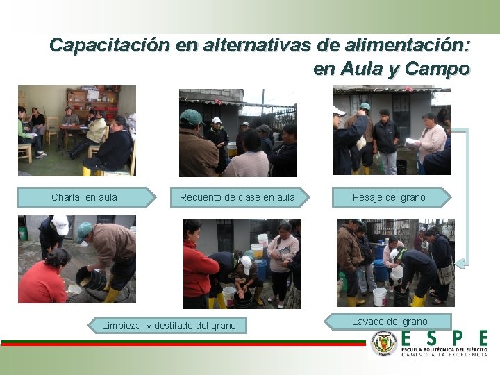 Capacitación en alternativas de alimentación: en Aula y Campo Charla en aula Recuento de Capacitación en alternativas de alimentación: en Aula y Campo Charla en aula Recuento de