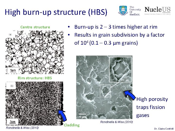 High burn-up structure (HBS) Centre structure • Burn-up is 2 – 3 times higher High burn-up structure (HBS) Centre structure • Burn-up is 2 – 3 times higher