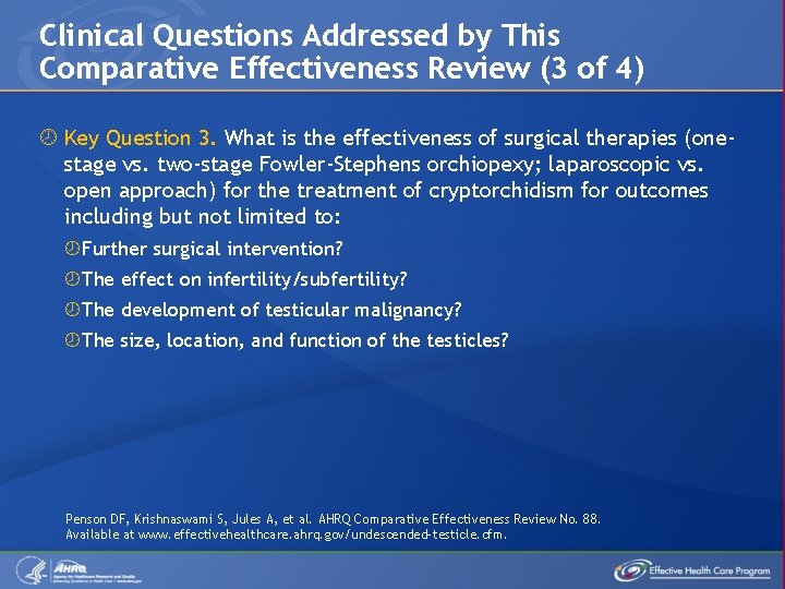 Clinical Questions Addressed by This Comparative Effectiveness Review (3 of 4) Key Question 3.