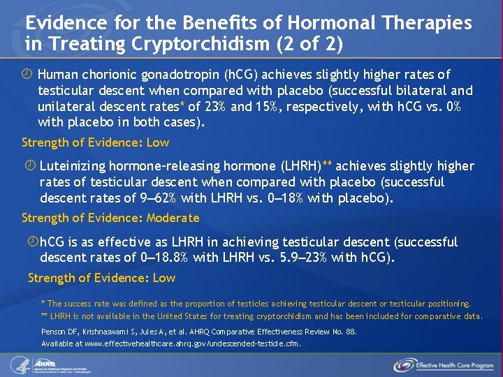 Evidence for the Benefits of Hormonal Therapies in Treating Cryptorchidism (2 of 2) Human