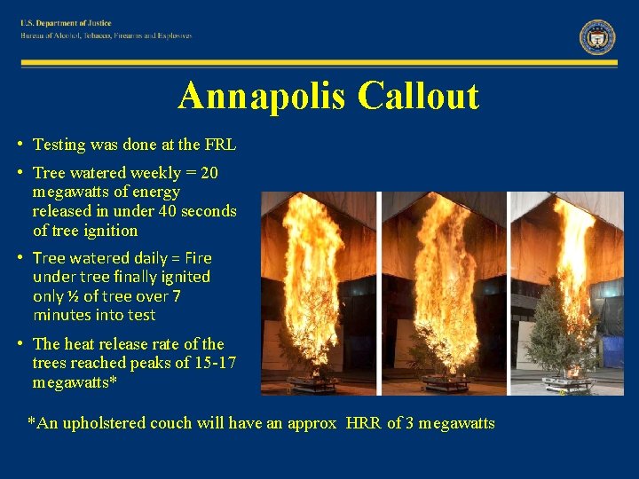 Annapolis Callout • Testing was done at the FRL • Tree watered weekly =