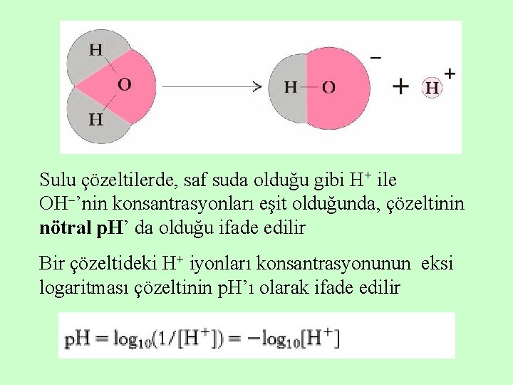 Sulu çözeltilerde, saf suda olduğu gibi H+ ile OH ’nin konsantrasyonları eşit olduğunda, çözeltinin