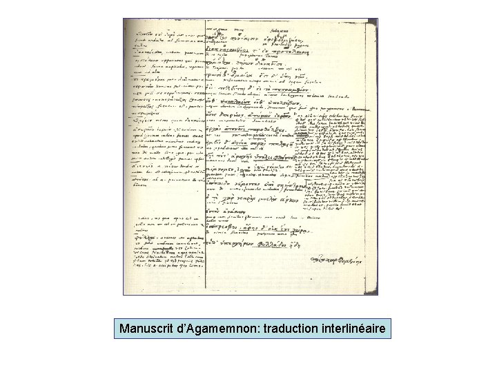 Manuscrit d’Agamemnon: traduction interlinéaire 