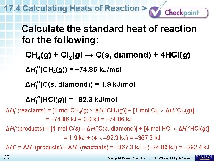 17. 4 Calculating Heats of Reaction > Calculate the standard heat of reaction for