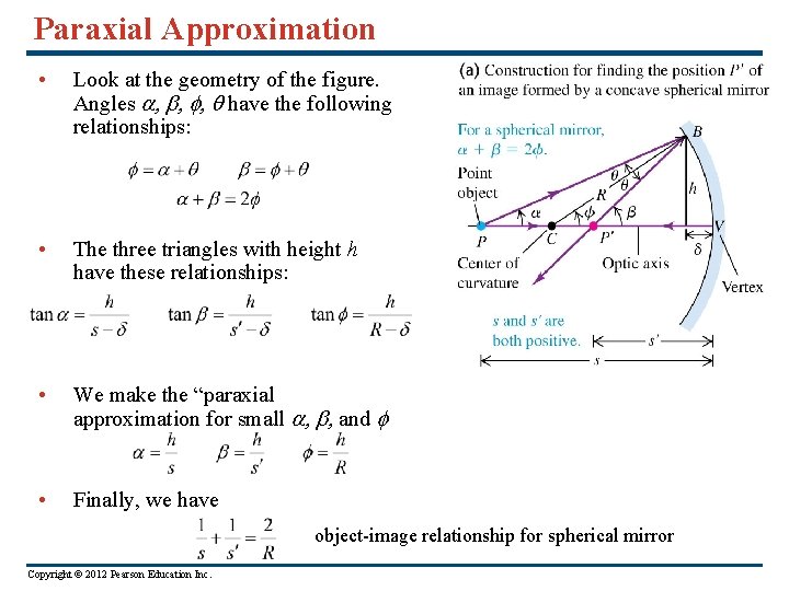 Paraxial Approximation • Look at the geometry of the figure. Angles a, b, f,