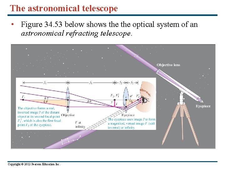 The astronomical telescope • Figure 34. 53 below shows the optical system of an