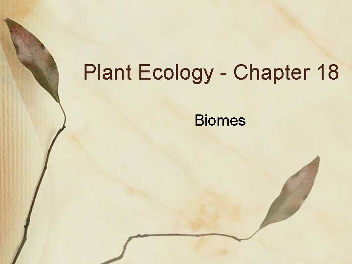Plant Ecology - Chapter 18 Biomes 
