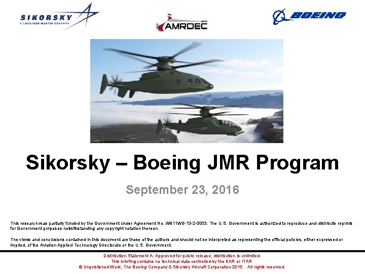  MPS Aircraft Joint Multi-Role Technology Demonstrator Sikorsky – Boeing JMR Program September 23,