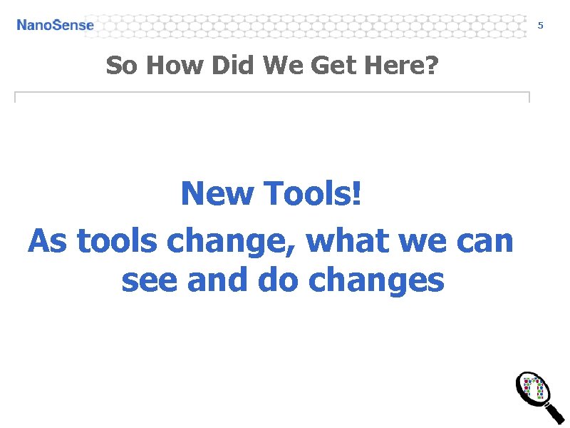 5 So How Did We Get Here? New Tools! As tools change, what we