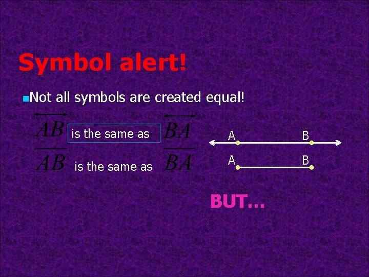 Symbol alert! n. Not all symbols are created equal! is the same as A