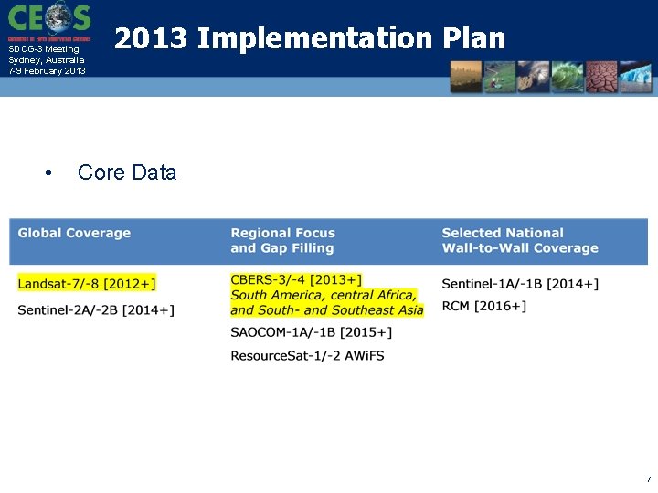 GFOI Space Data Acquisition Plan 2013 Implementation Plan