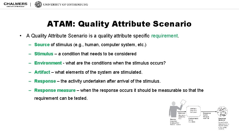 ATAM: Quality Attribute Scenario • A Quality Attribute Scenario is a quality attribute specific