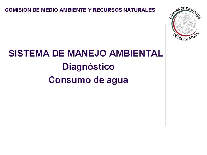 COMISION DE MEDIO AMBIENTE Y RECURSOS NATURALES SISTEMA DE MANEJO AMBIENTAL Diagnóstico Consumo de