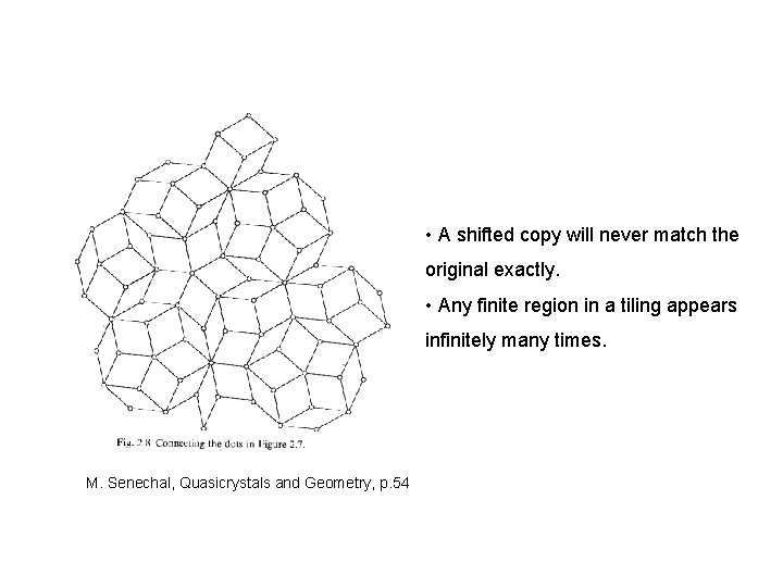 • A shifted copy will never match the original exactly. • Any finite • A shifted copy will never match the original exactly. • Any finite