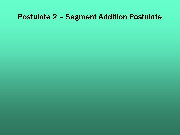 Postulate 2 – Segment Addition Postulate 