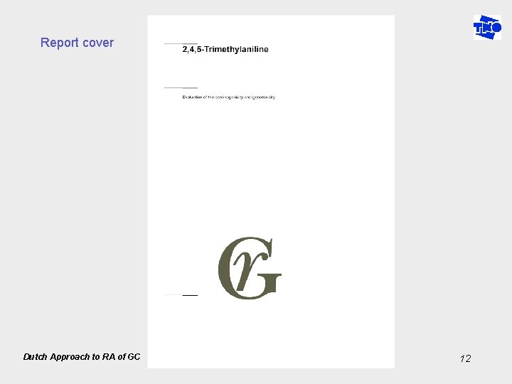 Report cover Dutch Approach to RA of GC 12 