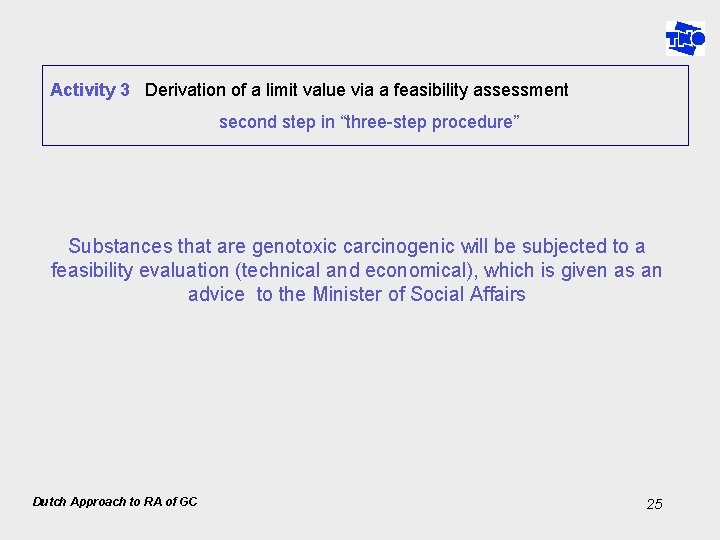 Activity 3 Derivation of a limit value via a feasibility assessment second step in