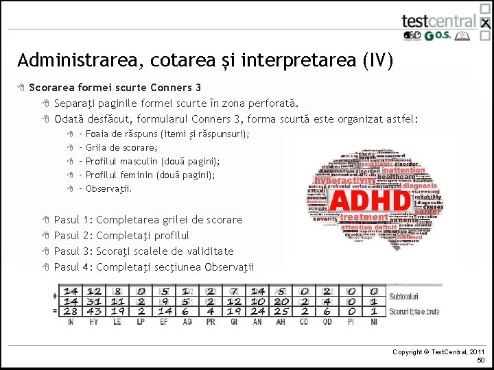 Administrarea, cotarea și interpretarea (IV) 8 Scorarea formei scurte Conners 3 8 Separaţi paginile