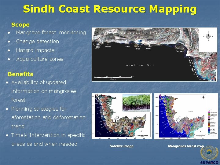 Sindh Coast Resource Mapping Scope • Mangrove forest monitoring • Change detection • Hazard