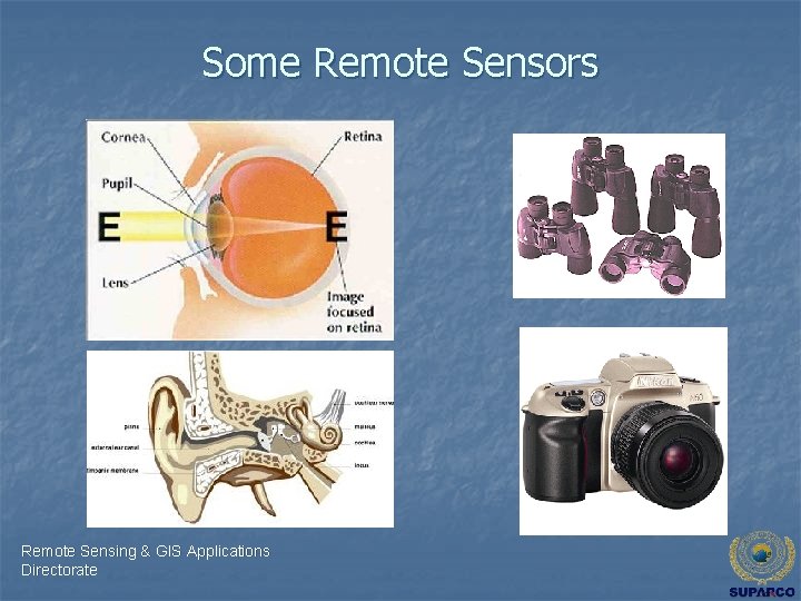 Some Remote Sensors Remote Sensing & GIS Applications Directorate 