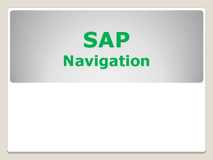 SAP Navigation 