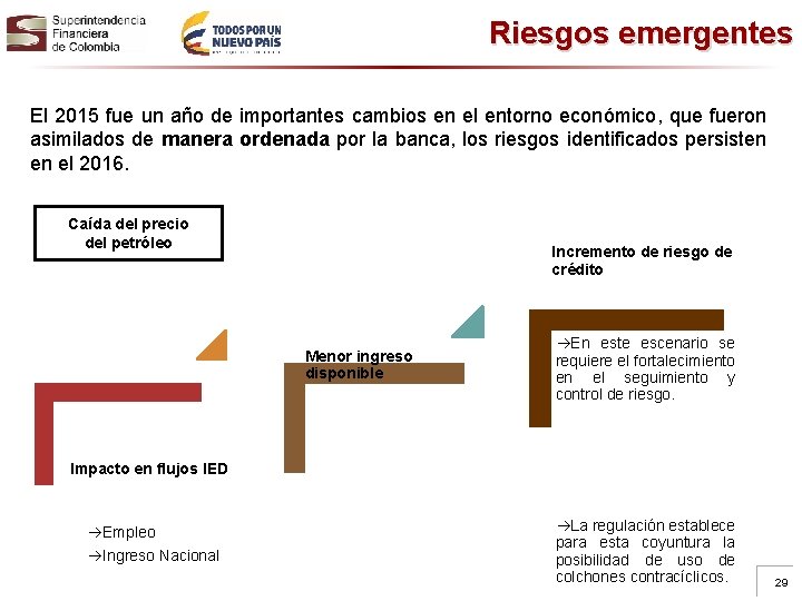 Riesgos emergentes El 2015 fue un año de importantes cambios en el entorno económico,