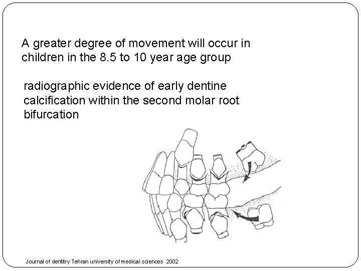 A greater degree of movement will occur in children in the 8. 5 to