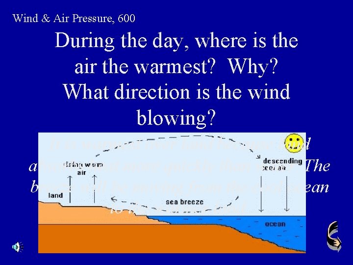 Wind & Air Pressure, 600 During the day, where is the air the warmest?