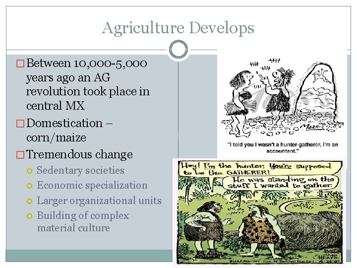 Agriculture Develops � Between 10, 000 -5, 000 years ago an AG revolution took