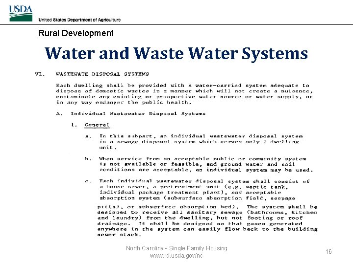 Rural Development Water and Waste Water Systems North Carolina - Single Family Housing www.