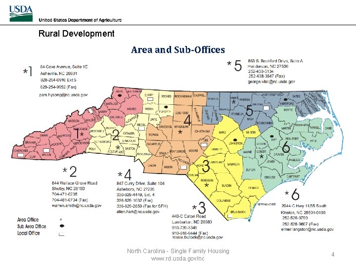 Rural Development Area and Sub-Offices North Carolina - Single Family Housing www. rd. usda.