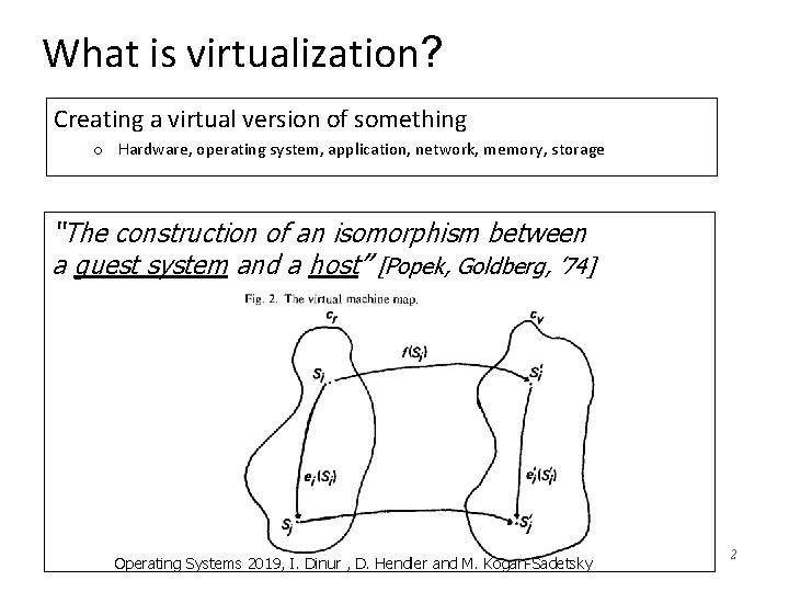 What is virtualization? Creating a virtual version of something o Hardware, operating system, application,