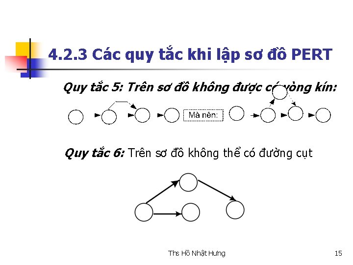 4. 2. 3 Các quy tắc khi lập sơ đồ PERT Quy tắc 5: