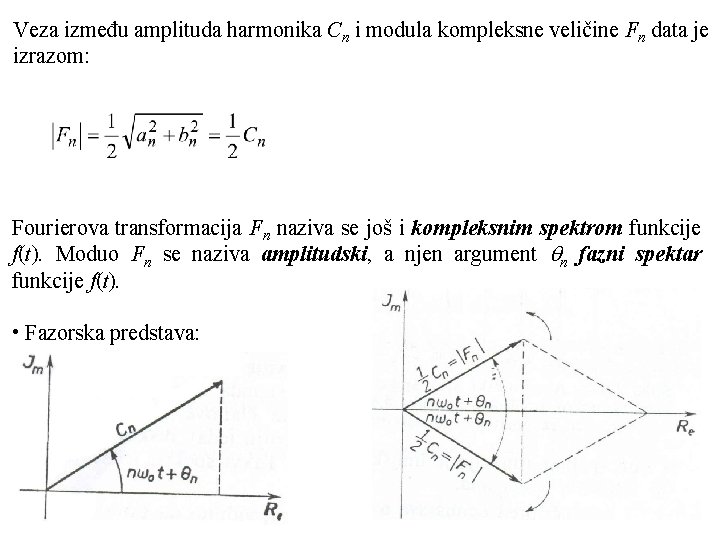 Veza između amplituda harmonika Cn i modula kompleksne veličine Fn data je izrazom: Fourierova