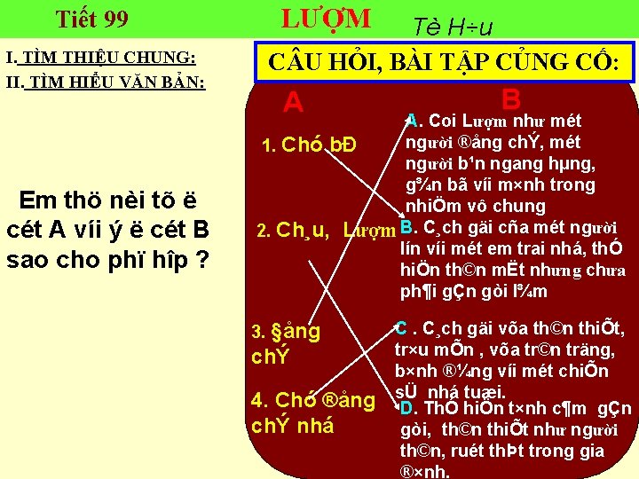 Tiết 99 I. TÌM THIỆU CHUNG: II. TÌM HIỂU VĂN BẢN: Em thö nèi