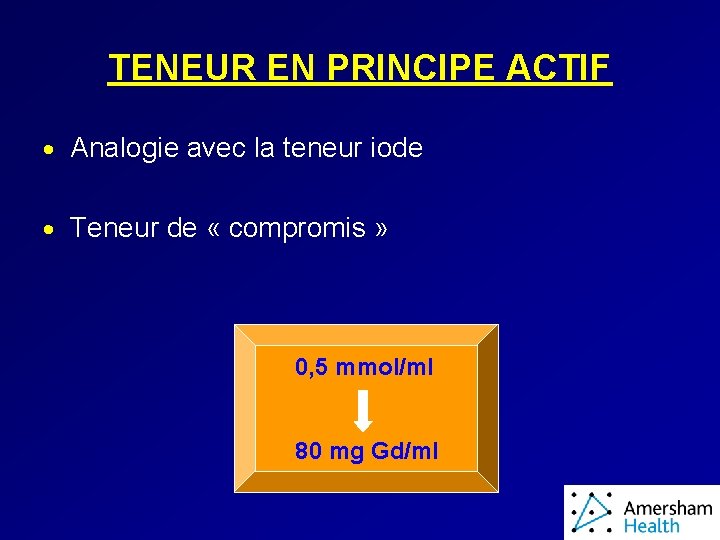 TENEUR EN PRINCIPE ACTIF · Analogie avec la teneur iode · Teneur de «