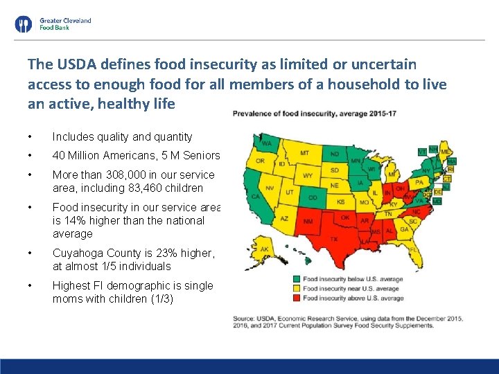 The USDA defines food insecurity as limited or uncertain access to enough food for