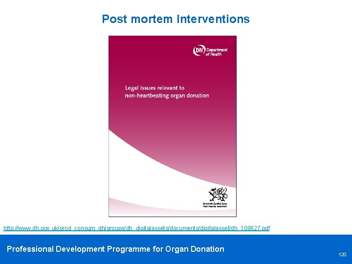 Post mortem Interventions http: //www. dh. gov. uk/prod_consum_dh/groups/dh_digitalassets/documents/digitalasset/dh_108827. pdf Professional Development Programme for Organ