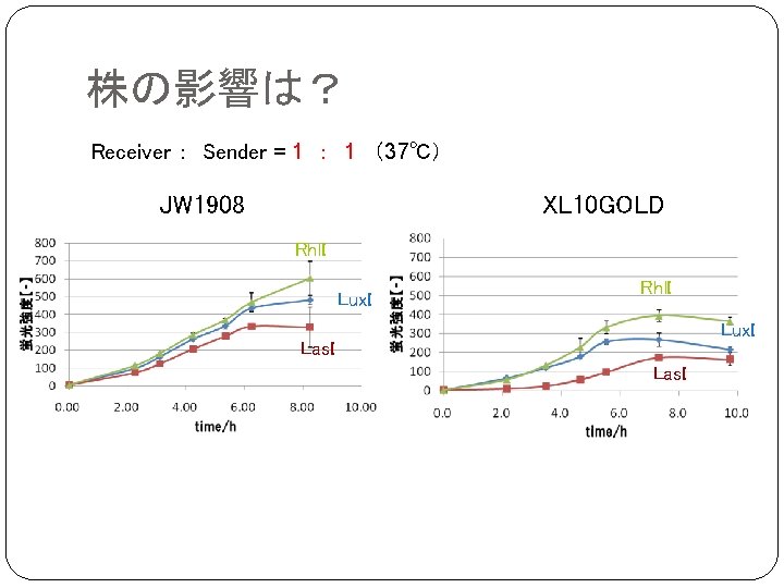 株の影響は？ Receiver ：　Sender = 1　：　1 （37℃） JW 1908 XL 10 GOLD Rhl. I Lux.