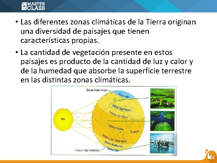  • Las diferentes zonas climáticas de la Tierra originan una diversidad de paisajes