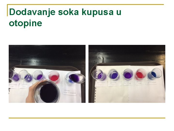 Dodavanje soka kupusa u otopine 