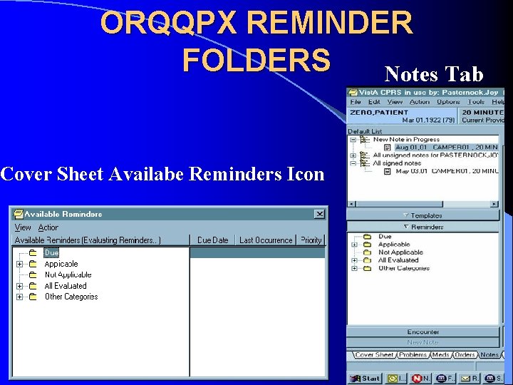 ORQQPX REMINDER FOLDERS Notes Tab Cover Sheet Availabe Reminders Icon 