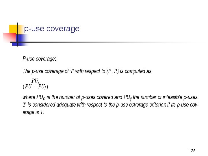 p-use coverage 138 