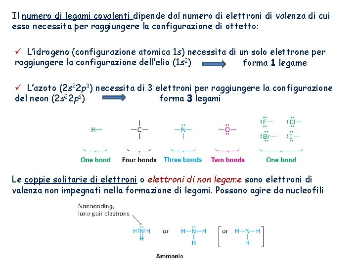 Il numero di legami covalenti dipende dal numero di elettroni di valenza di cui
