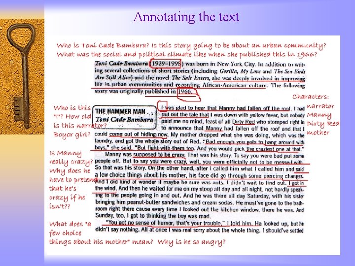 Annotating the text 